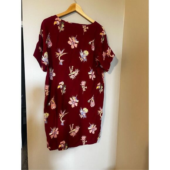 Madewell Women’s Size Medium Novel Shirt Dress Red Bird of Paradise Print - Picture 8 of 11